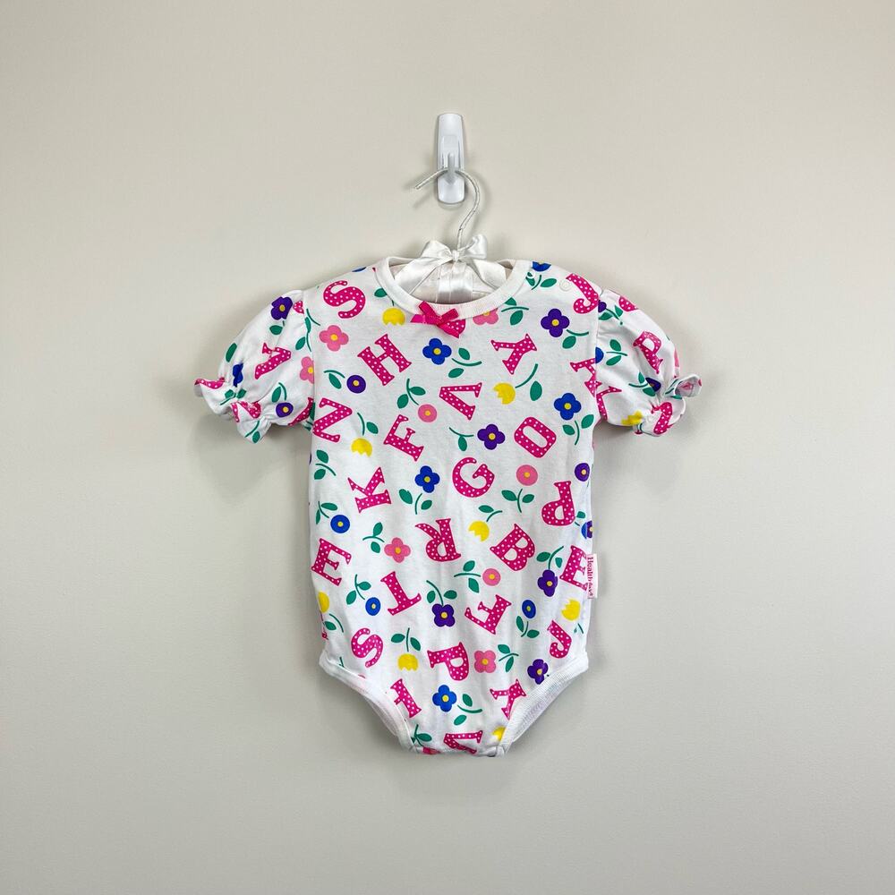 Vintage Healthtex Floral Alphabet Bodysuit 24 Months